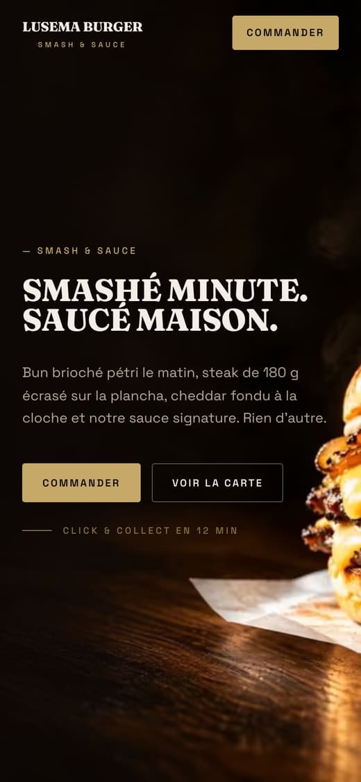 LUSEMA Burger sur téléphone